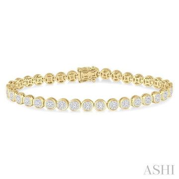 3 Ctw Lovebright Round Cut Diamond Bracelet in 14K Yellow and White Gold